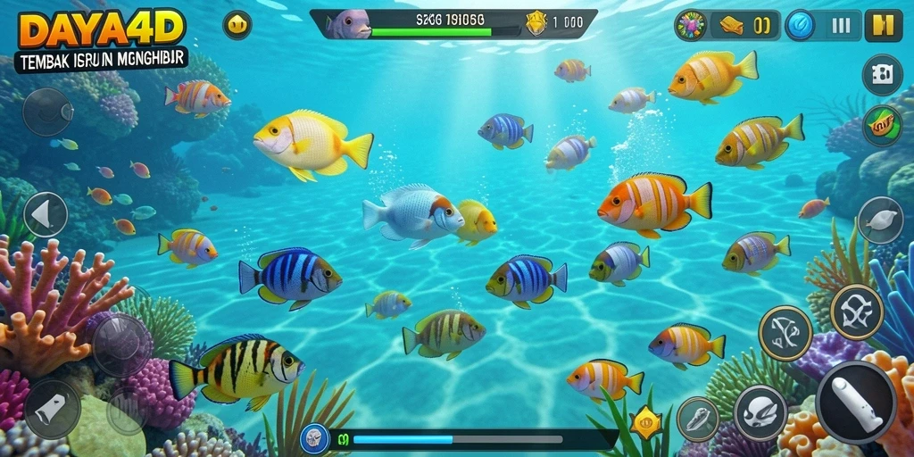 Screenshot gameplay menampilkan aksi menembak ikan yang mengasyikkan.