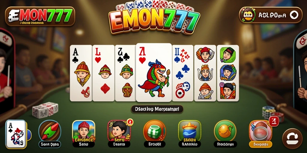 Screenshot gameplay EMON777 yang menampilkan momen seru permainan Domino.