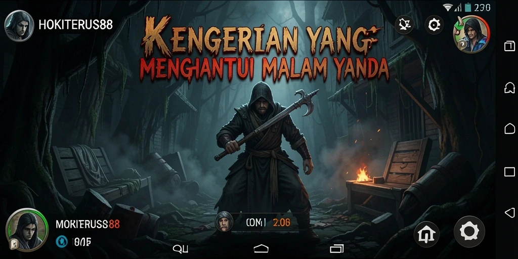 Tampilan gameplay menyeramkan di HOKITERUS88 dengan suasana mencekam.
