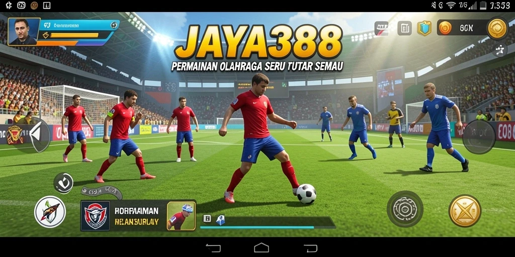 Tampilan gameplay olahraga yang mendebarkan dan penuh aksi.
