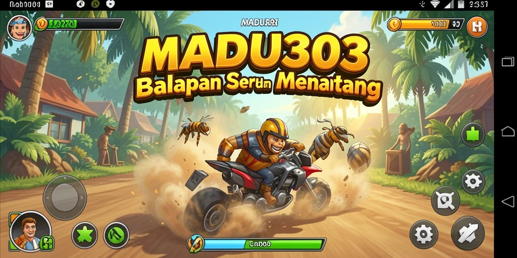 Tangkapan layar MADU303 menampilkan aksi balapan yang menegangkan dan seru.