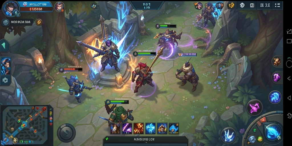 Tangkapan layar dalam MYSLOT188 menampilkan aksi seru dalam pertandingan MOBA.