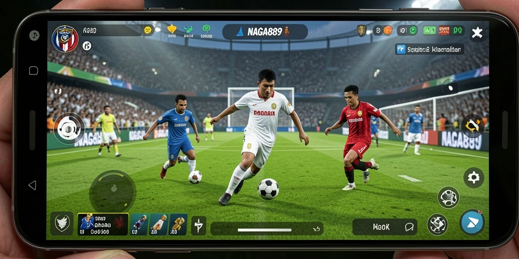 Tampilan gameplay NAGA889 yang menegangkan dengan aksi sepak bola.
