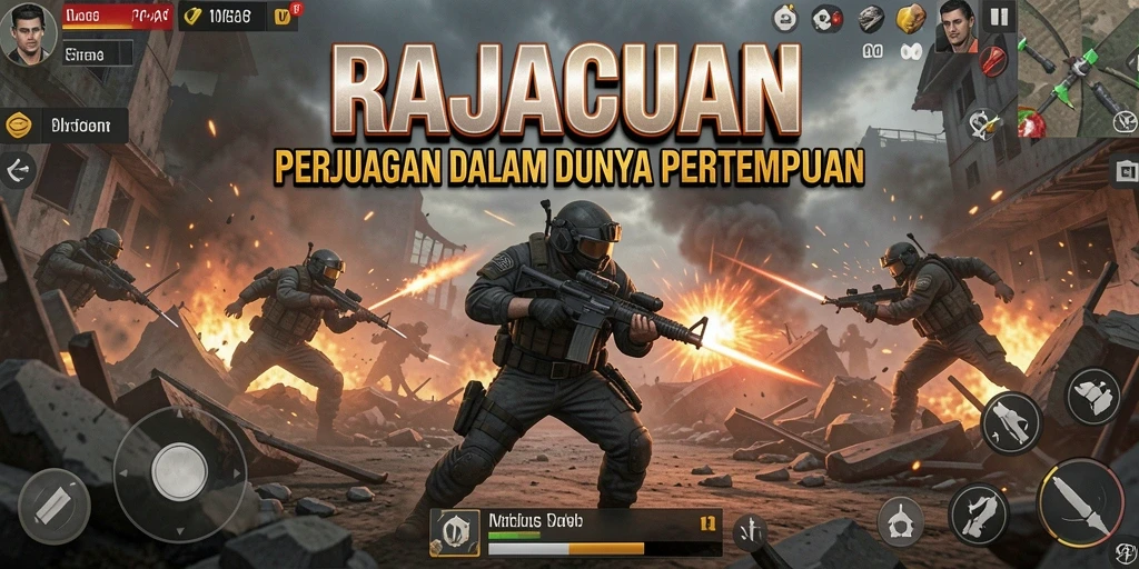 Screenshot RAJACUAN menampilkan aksi seru dalam pertempuran.