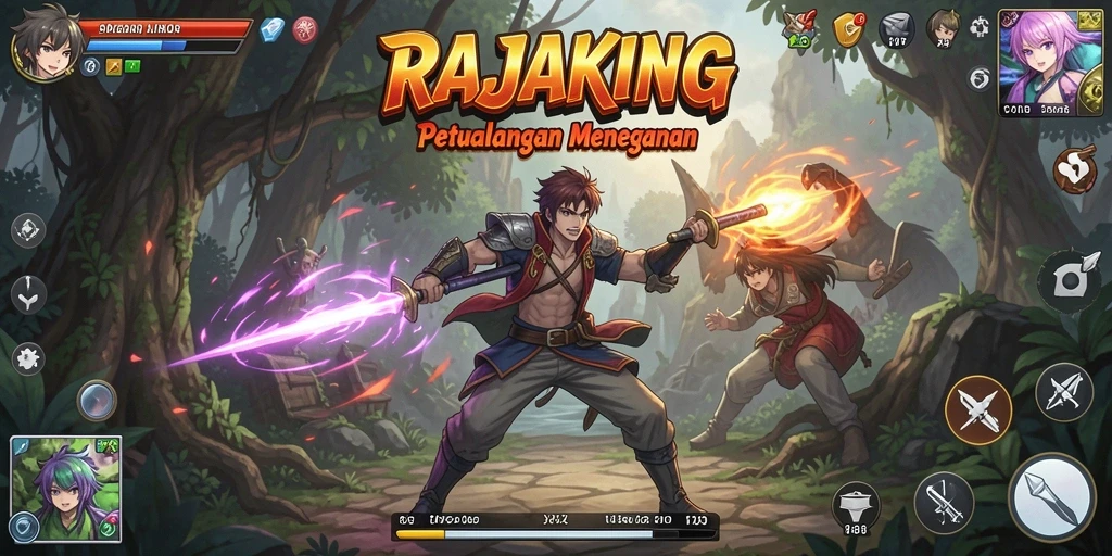 Tampilan gameplay yang menarik dan penuh aksi dalam RAJAKING.