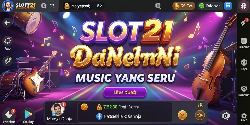 Tampilan menarik dari gameplay SLOT21 yang penuh warna dan musik.