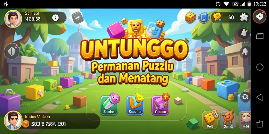 Tampilan gameplay UNTUNGGO dengan teka-teki yang menantang.
